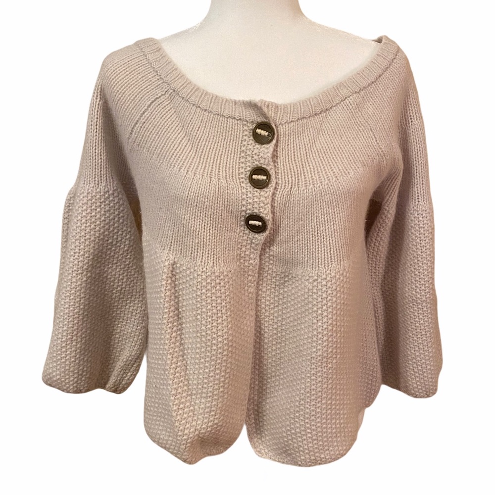 Women's Cream Button-Up Sweater